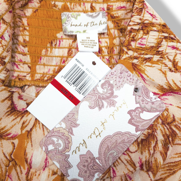 Band of the Free Arizona Floral Wide-Leg Palazzo Pants XS Gold Pink NWT - Picture 8 of 12